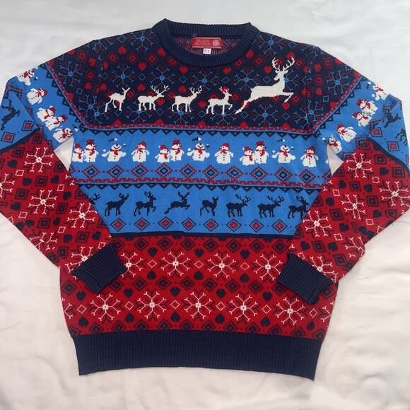 You Look Ugly Today Christmas Sweater Adult Size S Red Blue Fair Isle Holiday - Picture 1 of 11